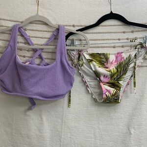 Bikini ☀️🏖️by: Shade & Shore Lavender Textured Fabric Medium Bottom Top 36DD